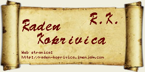 Raden Koprivica vizit kartica